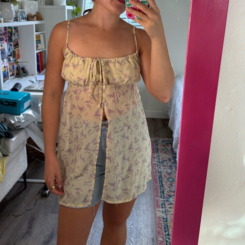 Floral Yellow Slip Top